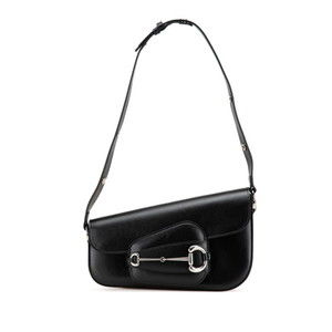 Gucci Horsebit One-Shoulder Bag 764155 Black Leather Women's GUCCI